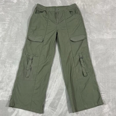 Cargo Parachute Pants Junior's Size L (12-14) Pockets 30" Inseam Relaxed Green - Image 1 of 4