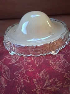 VINTAGE ART DECO 10" GLAS DECKENLEUCHTE SCHIRM ABDECKUNG 3 LOCH BEIGE FROST - Bild 1 von 7