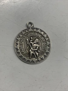 Catholic Vintage Sterling Silver St Christopher Religious Medal - Picture 1 of 2