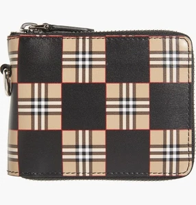 Burberry Daniels Check Zip Around Leather Archive Beige/Black Neu mit Etikett - Bild 1 von 1