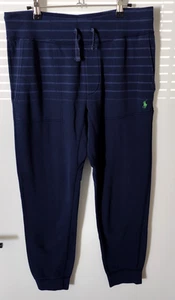 Polo Ralph Lauren Pants Mens Medium Blue Jogger Drawstring Pockets Green Pony - Picture 1 of 6