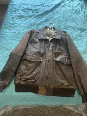 VINTAGE WW2 40'S TYPE A-2 USAAF FLIGHT BOMBER MILITARY LEATHER JACKET M L 40 42 - Image 1 of 4