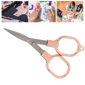 Portable Rose Gold Embroidery Scissors - Folding Stainless Steel Blades - Picture 1 of 11
