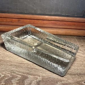 Vintage Glass Crystal Cigar Pipe Cigarette Rest Ashtray Heavy Coffin Libbey D8 - Picture 1 of 14