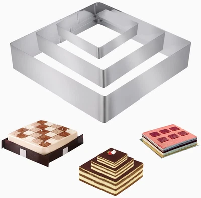 Set Di 3 Coppapasta, Quadrato Torta Acciaio Inossidabile Coppa Pasta per Torte Ø - Immagine 1 di 4
