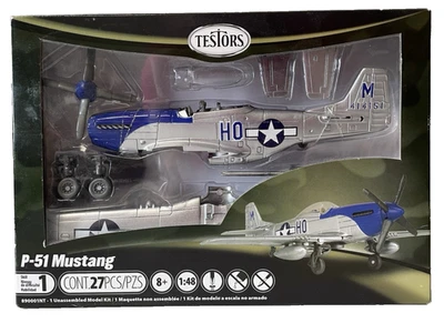 Testors 1:48 Scale P-51 Mustang 27 Piece Model Airplane Kit w/Stand Unassembled - Image 1 of 4