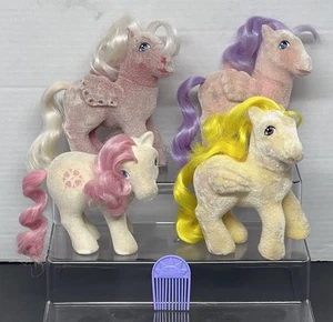 G1 Lot of 4 Vintage My Little Pony So Soft Ponies Flocked Lofty North Star MLP - Picture 1 of 24