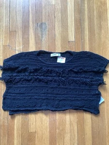 NWT Abercrombie Kids Girls Size Small Black Mesh Geometric Top,Cotton Blend,MINT - Picture 1 of 2