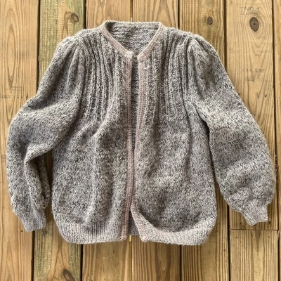 Vintage 1980s Handwoven Wool Cardigan - Open Front - Puff Shoulders - Image 1 of 4