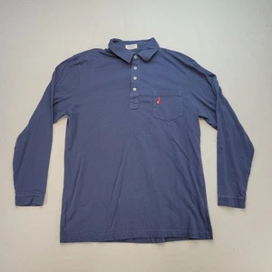 Johnnie-O Polo Shirt Mens Large Blue Long Sleeve Quarter Button Up Golf Coast - Picture 1 of 8