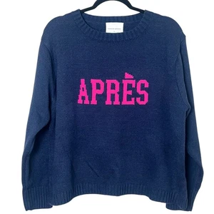 Panache Apparel Damen Rundhalsausschnitt Apres Strick Pullover Navy Pink Größe Large  - Bild 1 von 11