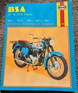BSA A7 & A10 MOTORCYCLES (1947-62) OWNERS WORKSHOP MANUAL *VGC* - Picture 1 of 3