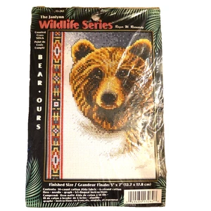Kit de punto de cruz contado de oso Janlynn Wildlife Series 13-262 abierto trabajado algunos - Imagen 1 de 10