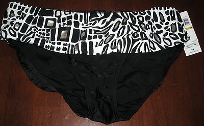 Maiô de banho Be Creative feminino preto branco parte inferior do biquíni 14 MSRP $46.00  - Imagem 1 de 3