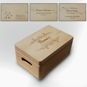 Personalised Wooden Keepsake Box, Engraved Custom Memory Box Wedding Keepsake - Picture 1 of 8