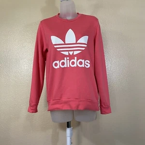 Adidas Girls Sweater Youth Large Pink Trefoil Pullover Sweatshirt Long Sleeve - Picture 1 of 5