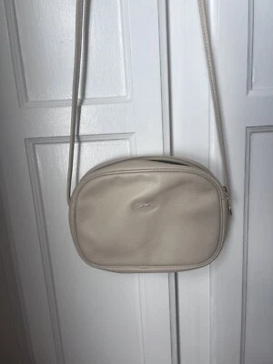 VINTAGE 80s Cream/Beige Pebbled Leather Longchamp Cross Body - Gently Used - Image 1 of 4