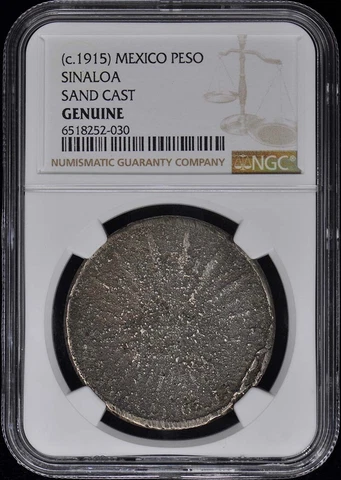 1915 Mexico Peso Sinaloa Sand Cast Genuine NGC Cover