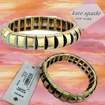 Brazalete Kate Spade Dorado Negro-Blanco Pop Esmalte Rebanadas Vieira Metal Elástico Foto 1 de 4