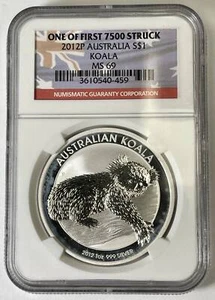 2012 Australia .999 Fine Silver Koala NGC MS-69 One of First 7500 Struck - Picture 1 of 4