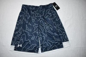 Under Armour Boys' UA Velocity Printed Shorts 1362472 408 Navy/White Size Large - Picture 1 of 2