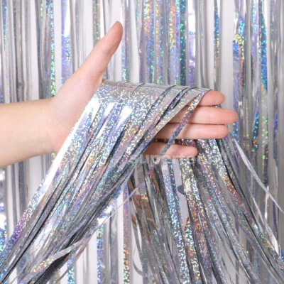 Metallic Tinsel Curtain Foil Backdrop Event Birthday Party Wedding Decor 1/2/3M - image 1 of 4