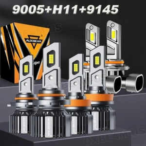 AUXBEAM 9005+H11+9145 CANbus LED Headlight High Low Fog Bulbs Combo Bright 6500K - Picture 1 of 12