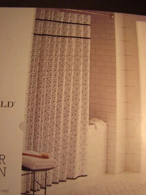 Threshold Black & White Floral Shower Curtain NEW - Image 1 of 3