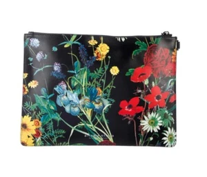 ALICE + OLIVIA BY STACEY BENDET BLACK FLORAL LEATHER CLUTCH/POUCH  - Picture 1 of 5