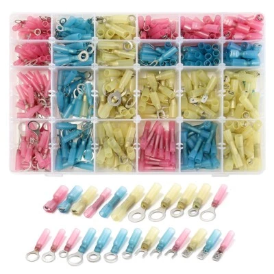 250Pcs Waterproof Heat Shrink Wire Connectors 10-22 Ring Spade Crimp Terminals - Image 1 of 4