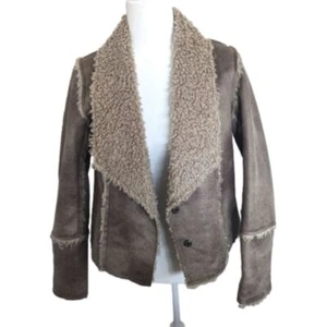Velvet By Graham & Spencer Neu mit Etikett Damen Medium Wildleder Kunstfell hellbraun Jacke Blazer - Bild 1 von 13