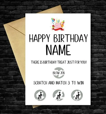 D&S ART Birthday Card Personalised Rude Blow Job Scratch Off Boyfriend Husband Funny