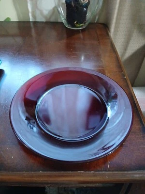 Vintage Anchor Hocking Royal Ruby Red  Glass 9" Salad Plate  - Image 1 of 3