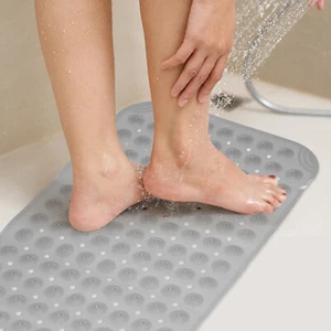 27.95 x 14.17" Non-slip Shower Mat with Suction Cup & Drain Hole, Dark Grey - Picture 1 of 7