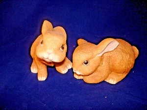 HOMCO BROWN BABY RABBITS BUNNIES BUNNY PORCELAIN FIGURINE FIGURE 1465 - Picture 1 of 5