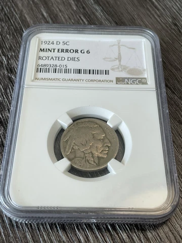 1924 D Buffalo Nickel Mint Error Rotated Dies NGC Graded Buffalo Nickel Error Cover