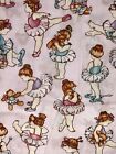 RARE Daisy Kingdom Fabric Ballerina Babies ALLOVER PRINT Glitter LOT of 4 YARDS