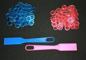 Magnetic Blue and Pink Bingo Wands and 200 Chips Markers – Use on paper sheets - Picture 1 of 2
