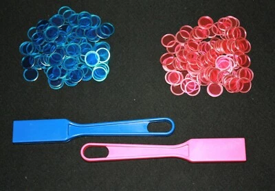 Magnetic Blue and Pink Bingo Wands and 200 Chips Markers – Use on paper sheets - Image 1 of 2