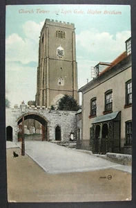 POSTKARTE Kirchturm & Lychtor, Höher Brixham, Devon; Valentinstag; unbesendet - Bild 1 von 2