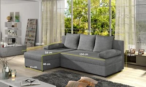 Moderne Schlafsofa Couch Polster Sitz Garnitur L Form Textil Stoff Sofas Leder - Bild 1 von 10