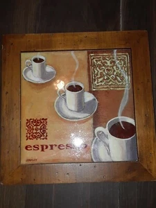 Ceramic Tile Coffee Espresso Wall Decor Trivet - Picture 1 of 5