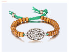 Bohemian Sweetheart Pull-tie Bracelet w Antique Gold Finish & Wooden Beads