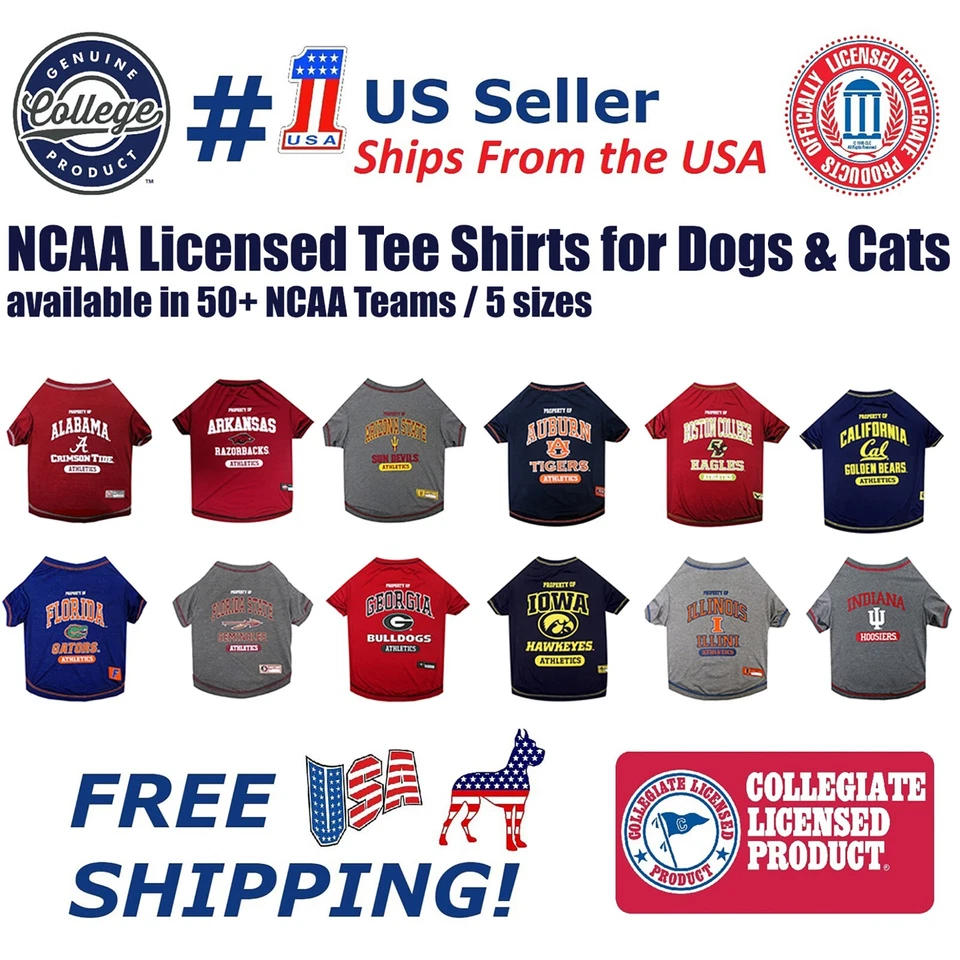 Pets First NCAA Tee Shirt for Dogs & Cats Comfortable & Sporty Dog Tee Shirt - Image 1 of 4