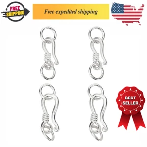 4 Sets 925 Sterling Silver S-Shaped Hook Clasp 2 Silver Jewelry Clasps 16.5/20Mm - Picture 1 of 7