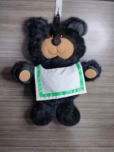 Vintage 1983 Hallmark Card Holder Xmas Stocking Plush Boy Teddy Bear Green Black - Picture 1 of 5