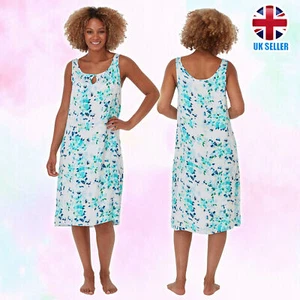 i-Smalls Women's Aqua Nightdress Super Soft 100% Cotton Strappy Nightshirt