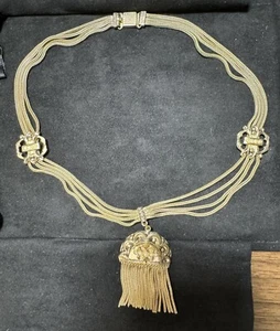 Vintage RARE Victorian ETRUSCAN Necklace Layering Chandelier Filigree Basket 10K - Picture 1 of 7
