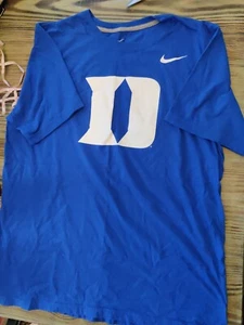 Duke Blue Devils Shirt Adult Large L Blue White Basketball Nike Cotton Mens Reg - Picture 1 of 5