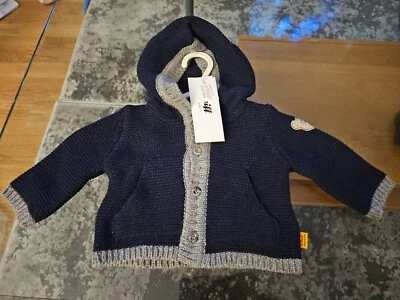 Chaqueta con Capucha Steiff Bebé Talla 56 1m Azul Oscuro Tejida Con 2 Bolsillos Foto 1 de 4